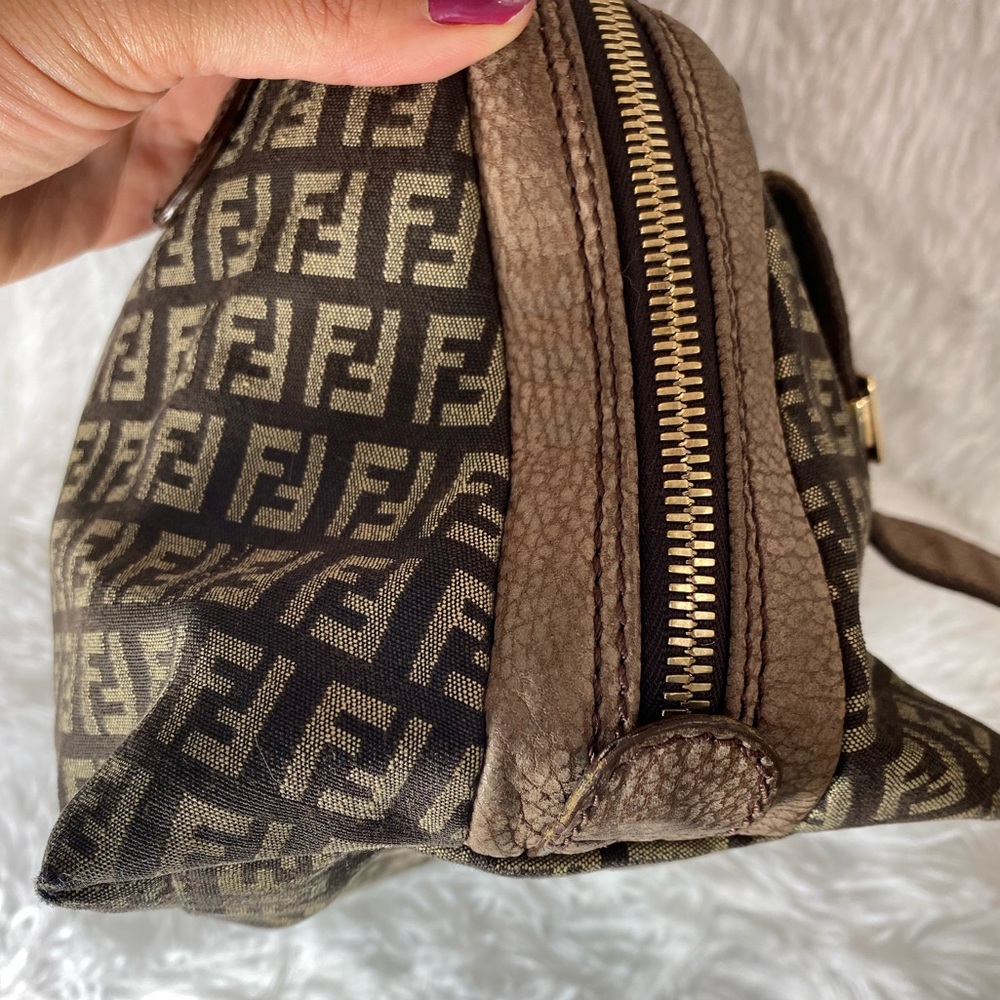 FENDI Brown Zucca Leather Satchel - Vintage - Picture 11 of 13